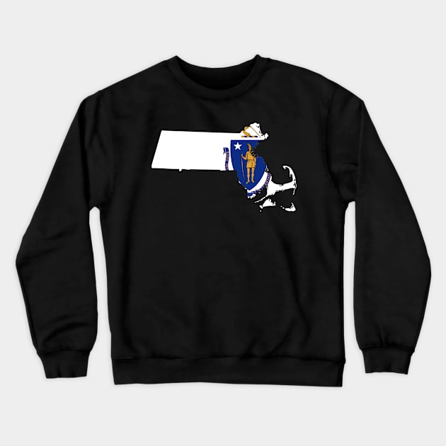 Massachusetts Flag Map Crewneck Sweatshirt by Historia